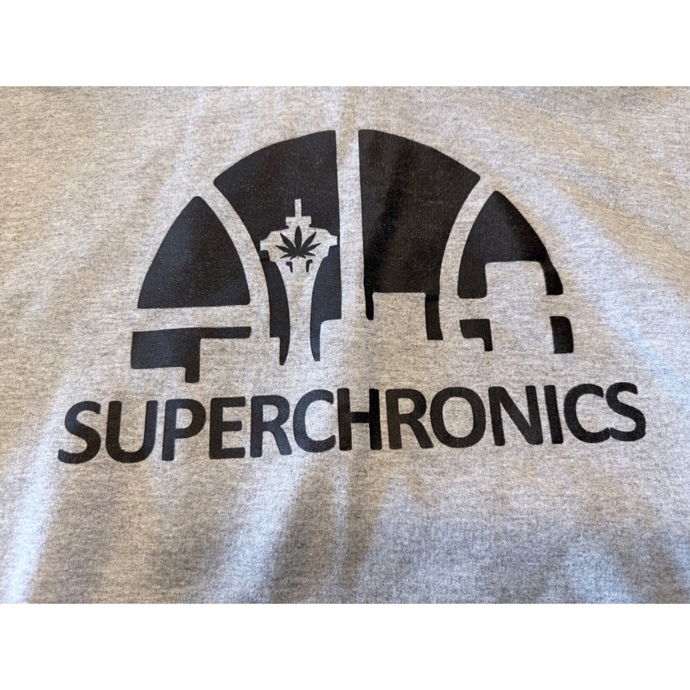 Gildan Superchronics Seattle Space Needle Cannabis Graphic Hoodie Gray Small - Picture 6 of 11